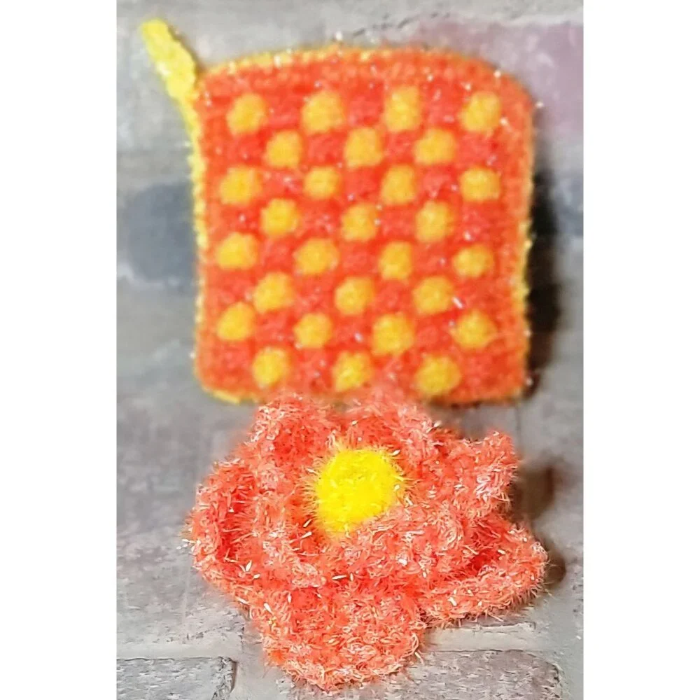 Orange and Yellow Scrubby set, set of 2